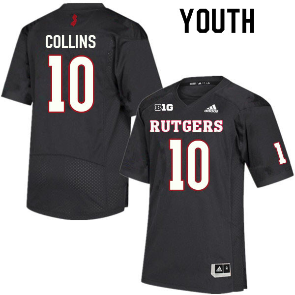 Youth #10 Shawn Collins Rutgers Scarlet Knights College Football Jerseys Sale-Black - Click Image to Close